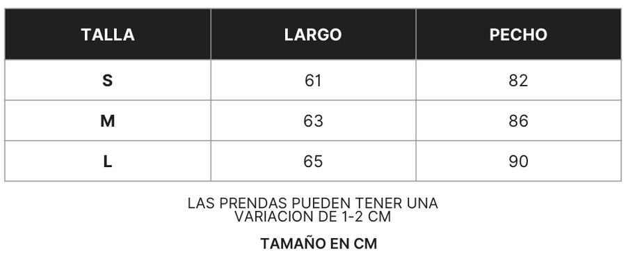 Guía de tallas
